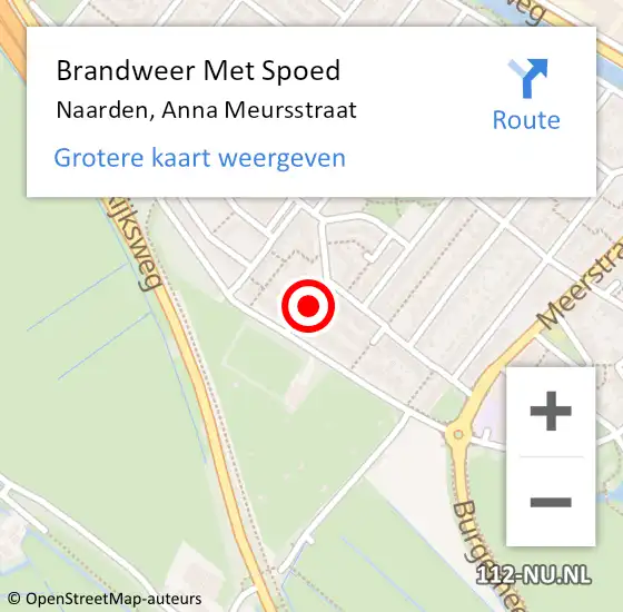 Locatie op kaart van de 112 melding: Brandweer Met Spoed Naar Naarden, Anna Meursstraat op 26 juli 2021 00:33