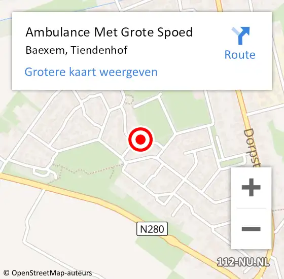 Locatie op kaart van de 112 melding: Ambulance Met Grote Spoed Naar Baexem, Tiendenhof op 26 juli 2021 00:53