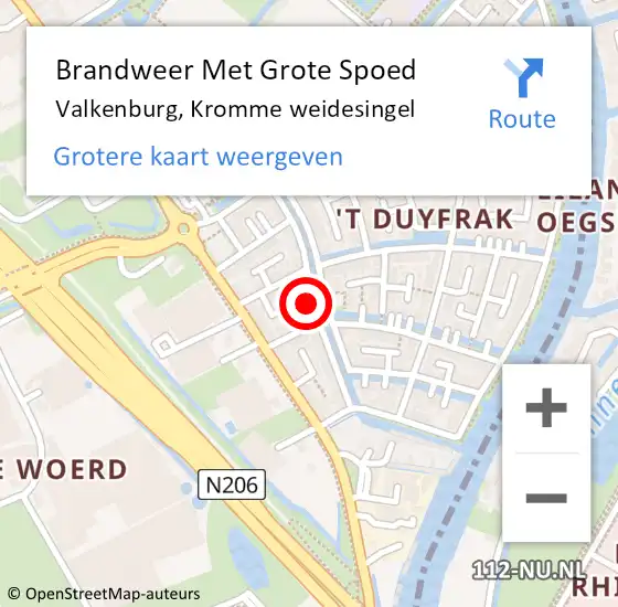 Locatie op kaart van de 112 melding: Brandweer Met Grote Spoed Naar Valkenburg, Kromme weidesingel op 26 juli 2021 01:22