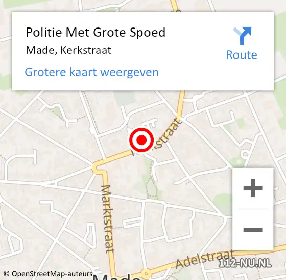 Locatie op kaart van de 112 melding: Politie Met Grote Spoed Naar Made, Kerkstraat op 26 juli 2021 01:24