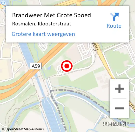 Locatie op kaart van de 112 melding: Brandweer Met Grote Spoed Naar Rosmalen, Kloosterstraat op 26 juli 2021 01:38