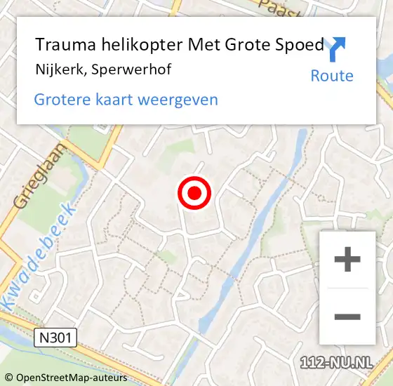 Locatie op kaart van de 112 melding: Trauma helikopter Met Grote Spoed Naar Nijkerk, Sperwerhof op 26 juli 2021 01:41