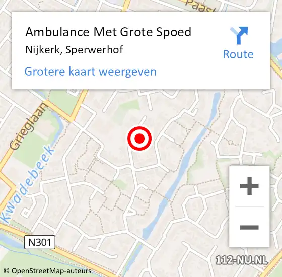 Locatie op kaart van de 112 melding: Ambulance Met Grote Spoed Naar Nijkerk, Sperwerhof op 26 juli 2021 01:41