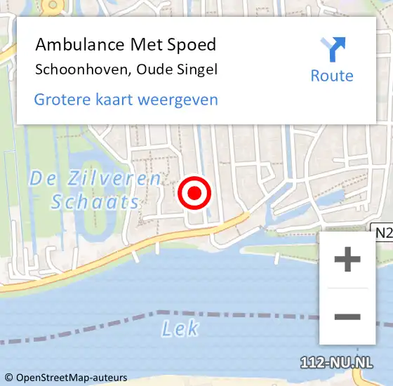 Locatie op kaart van de 112 melding: Ambulance Met Spoed Naar Schoonhoven, Oude Singel op 26 juli 2021 01:54