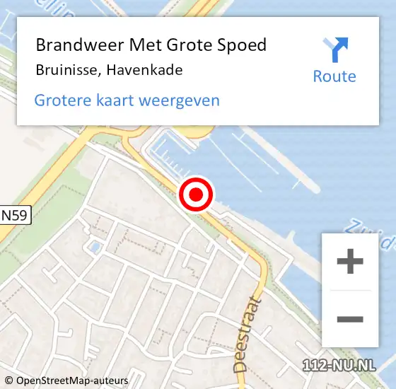 Locatie op kaart van de 112 melding: Brandweer Met Grote Spoed Naar Bruinisse, Havenkade op 26 juli 2021 03:00
