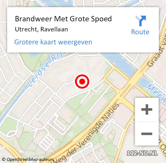 Locatie op kaart van de 112 melding: Brandweer Met Grote Spoed Naar Utrecht, Ravellaan op 26 juli 2021 03:02