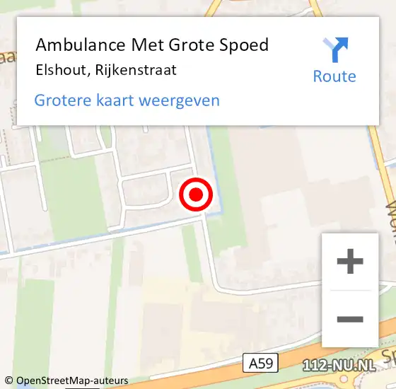 Locatie op kaart van de 112 melding: Ambulance Met Grote Spoed Naar Elshout, Rijkenstraat op 17 juni 2014 17:19