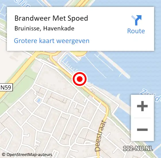 Locatie op kaart van de 112 melding: Brandweer Met Spoed Naar Bruinisse, Havenkade op 26 juli 2021 03:43