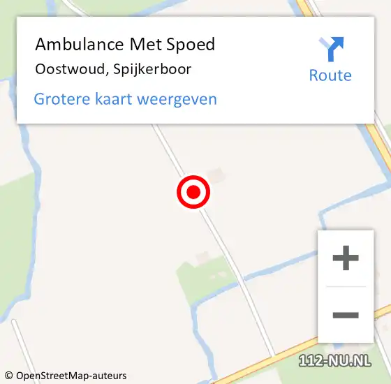 Locatie op kaart van de 112 melding: Ambulance Met Spoed Naar Oostwoud, Spijkerboor op 26 juli 2021 04:08