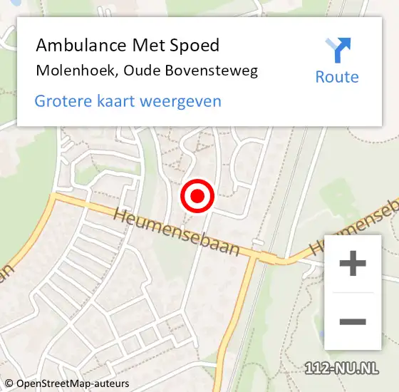 Locatie op kaart van de 112 melding: Ambulance Met Spoed Naar Molenhoek, Oude Bovensteweg op 26 juli 2021 04:16