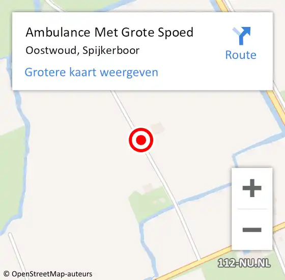 Locatie op kaart van de 112 melding: Ambulance Met Grote Spoed Naar Oostwoud, Spijkerboor op 26 juli 2021 04:32