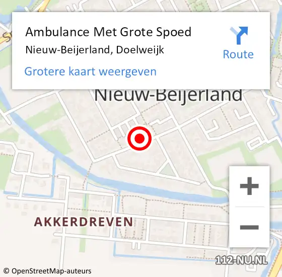 Locatie op kaart van de 112 melding: Ambulance Met Grote Spoed Naar Nieuw-Beijerland, Doelweijk op 26 juli 2021 04:37