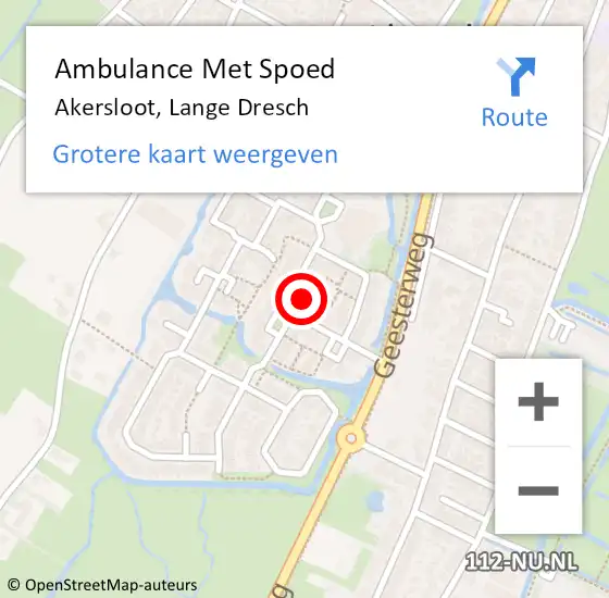 Locatie op kaart van de 112 melding: Ambulance Met Spoed Naar Akersloot, Lange Dresch op 26 juli 2021 05:01