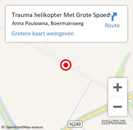Locatie op kaart van de 112 melding: Trauma helikopter Met Grote Spoed Naar Anna Paulowna, Boermansweg op 26 juli 2021 05:15