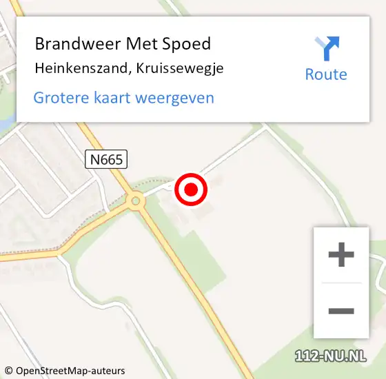 Locatie op kaart van de 112 melding: Brandweer Met Spoed Naar Heinkenszand, Kruissewegje op 26 juli 2021 05:37