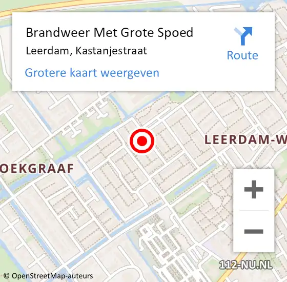 Locatie op kaart van de 112 melding: Brandweer Met Grote Spoed Naar Leerdam, Kastanjestraat op 26 juli 2021 05:45