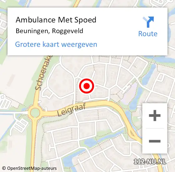 Locatie op kaart van de 112 melding: Ambulance Met Spoed Naar Beuningen, Roggeveld op 26 juli 2021 06:11