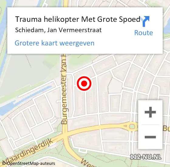 Locatie op kaart van de 112 melding: Trauma helikopter Met Grote Spoed Naar Schiedam, Jan Vermeerstraat op 26 juli 2021 06:14