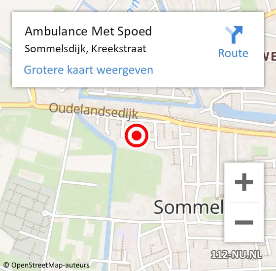 Locatie op kaart van de 112 melding: Ambulance Met Spoed Naar Sommelsdijk, Kreekstraat op 26 juli 2021 06:21