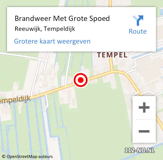 Locatie op kaart van de 112 melding: Brandweer Met Grote Spoed Naar Reeuwijk, Tempeldijk op 26 juli 2021 06:30