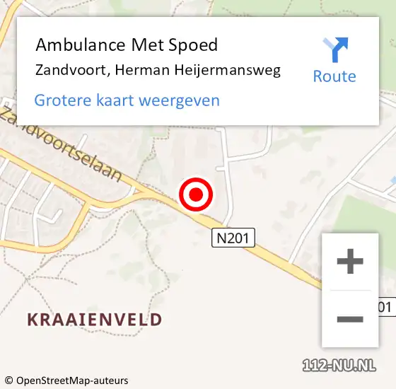 Locatie op kaart van de 112 melding: Ambulance Met Spoed Naar Zandvoort, Herman Heijermansweg op 26 juli 2021 06:42