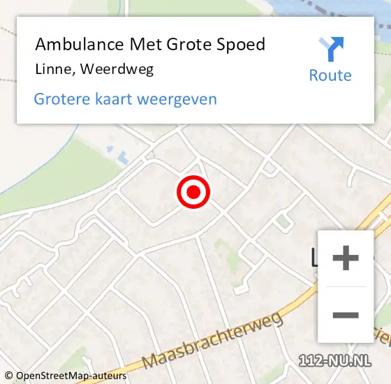 Locatie op kaart van de 112 melding: Ambulance Met Grote Spoed Naar Linne, Weerdweg op 26 juli 2021 07:16