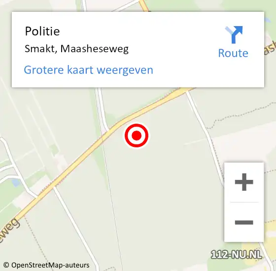 Locatie op kaart van de 112 melding: Politie Smakt, Maasheseweg op 26 juli 2021 07:24