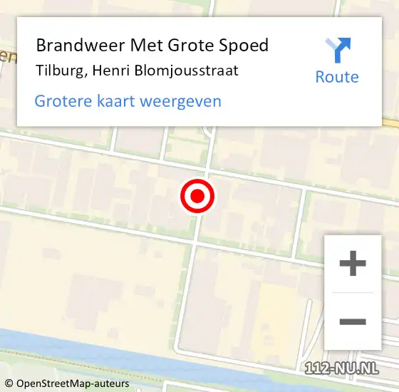 Locatie op kaart van de 112 melding: Brandweer Met Grote Spoed Naar Tilburg, Henri Blomjousstraat op 26 juli 2021 07:44