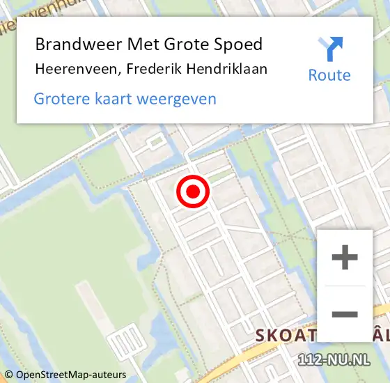 Locatie op kaart van de 112 melding: Brandweer Met Grote Spoed Naar Heerenveen, Frederik Hendriklaan op 17 juni 2014 17:29