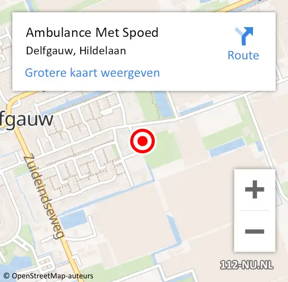 Locatie op kaart van de 112 melding: Ambulance Met Spoed Naar Delfgauw, Hildelaan op 26 juli 2021 07:55