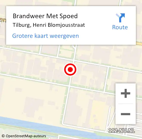 Locatie op kaart van de 112 melding: Brandweer Met Spoed Naar Tilburg, Henri Blomjousstraat op 26 juli 2021 07:58