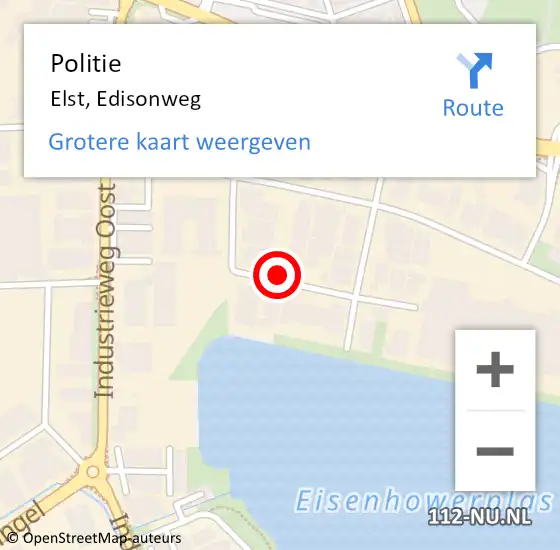Locatie op kaart van de 112 melding: Politie Elst, Edisonweg op 26 juli 2021 08:23