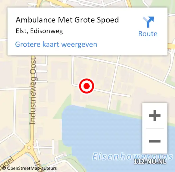 Locatie op kaart van de 112 melding: Ambulance Met Grote Spoed Naar Elst, Edisonweg op 26 juli 2021 08:24