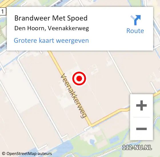 Locatie op kaart van de 112 melding: Brandweer Met Spoed Naar Den Hoorn, Veenakkerweg op 26 juli 2021 09:11