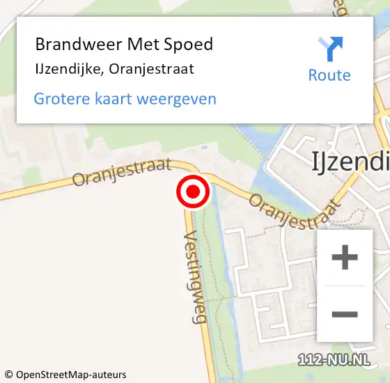 Locatie op kaart van de 112 melding: Brandweer Met Spoed Naar IJzendijke, Oranjestraat op 26 juli 2021 09:19