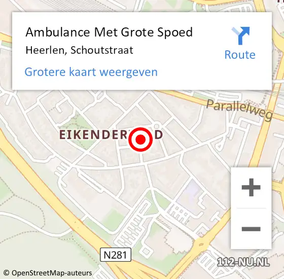 Locatie op kaart van de 112 melding: Ambulance Met Grote Spoed Naar Heerlen, Schoutstraat op 17 juni 2014 17:41