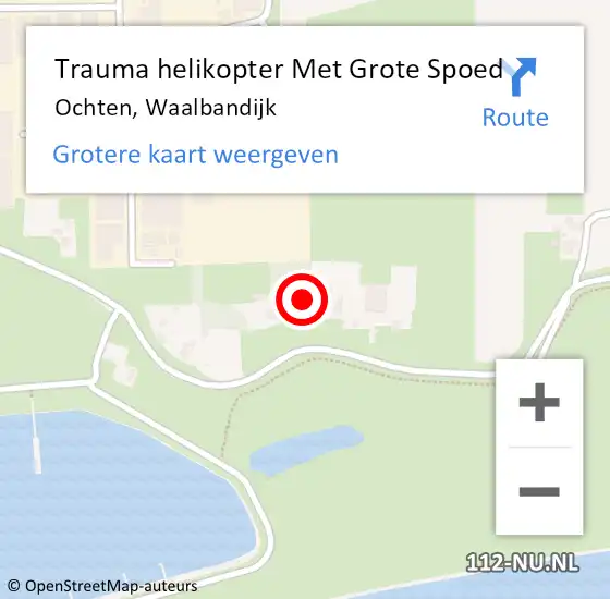 Locatie op kaart van de 112 melding: Trauma helikopter Met Grote Spoed Naar Ochten, Waalbandijk op 26 juli 2021 09:40