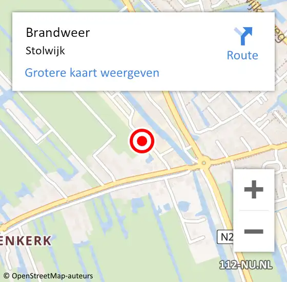 Locatie op kaart van de 112 melding: Brandweer Stolwijk op 17 juni 2014 17:42