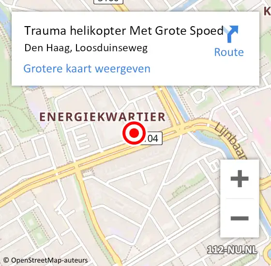 Locatie op kaart van de 112 melding: Trauma helikopter Met Grote Spoed Naar Den Haag, Loosduinseweg op 26 juli 2021 09:47