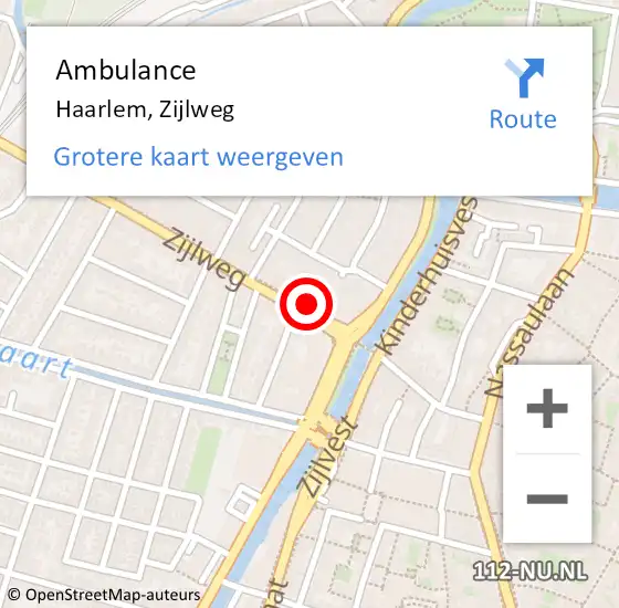 Locatie op kaart van de 112 melding: Ambulance Haarlem, Zijlweg op 26 juli 2021 09:48
