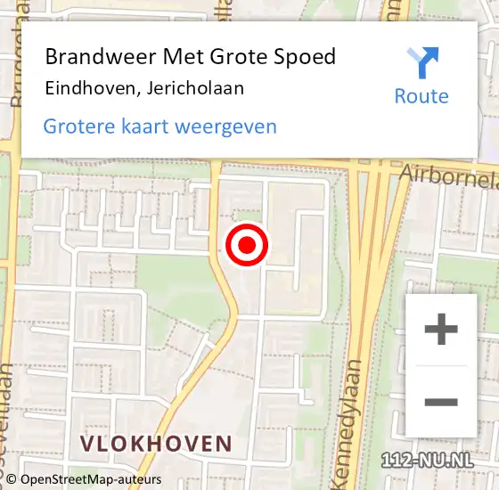 Locatie op kaart van de 112 melding: Brandweer Met Grote Spoed Naar Eindhoven, Jericholaan op 26 juli 2021 09:53