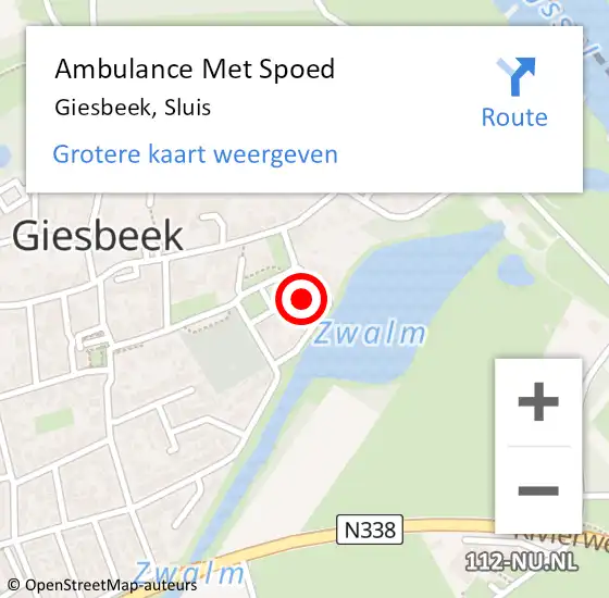 Locatie op kaart van de 112 melding: Ambulance Met Spoed Naar Giesbeek, Sluis op 26 juli 2021 10:09