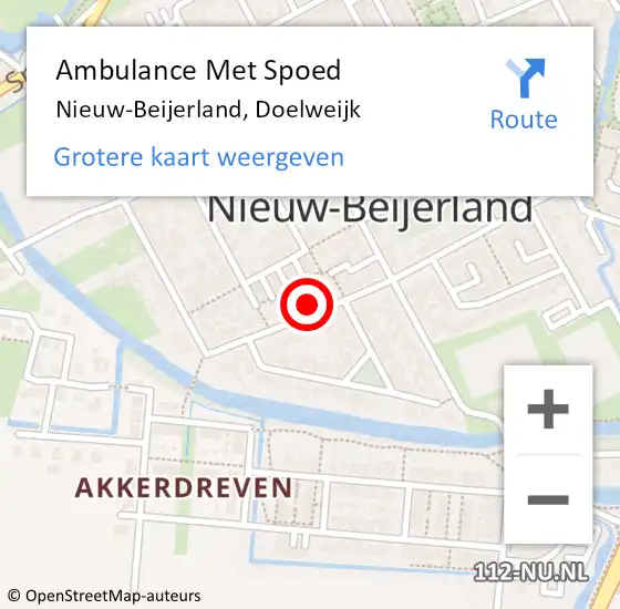 Locatie op kaart van de 112 melding: Ambulance Met Spoed Naar Nieuw-Beijerland, Doelweijk op 26 juli 2021 10:26