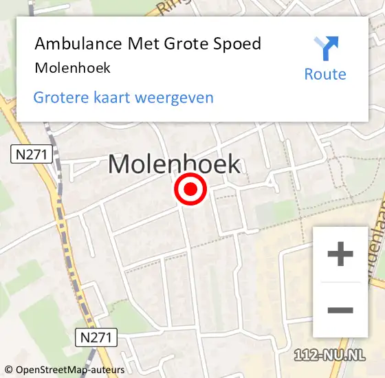 Locatie op kaart van de 112 melding: Ambulance Met Grote Spoed Naar Molenhoek op 26 juli 2021 10:36