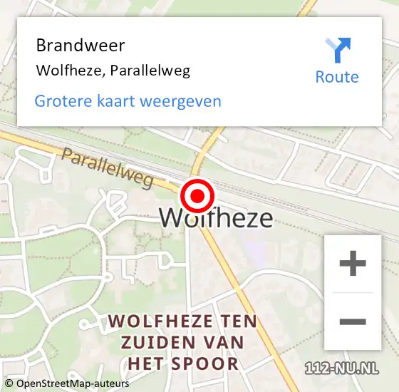 Locatie op kaart van de 112 melding: Brandweer Wolfheze, Parallelweg op 17 juni 2014 17:47