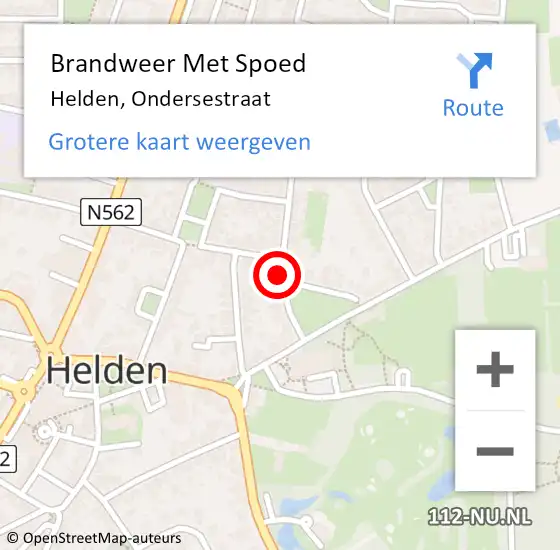 Locatie op kaart van de 112 melding: Brandweer Met Spoed Naar Helden, Ondersestraat op 26 juli 2021 11:36