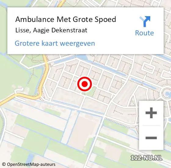 Locatie op kaart van de 112 melding: Ambulance Met Grote Spoed Naar Lisse, Aagje Dekenstraat op 26 juli 2021 12:19