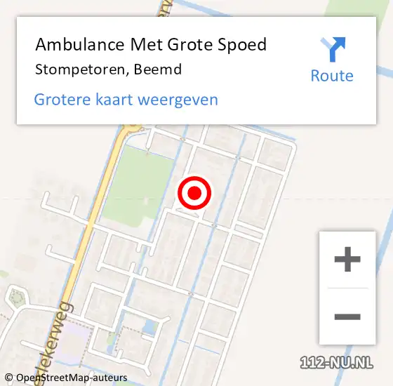 Locatie op kaart van de 112 melding: Ambulance Met Grote Spoed Naar Stompetoren, Beemd op 26 juli 2021 12:20