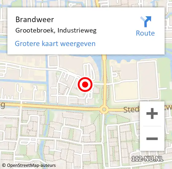 Locatie op kaart van de 112 melding: Brandweer Grootebroek, Industrieweg op 17 juni 2014 17:56