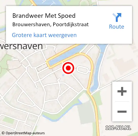 Locatie op kaart van de 112 melding: Brandweer Met Spoed Naar Brouwershaven, Poortdijkstraat op 26 juli 2021 12:35